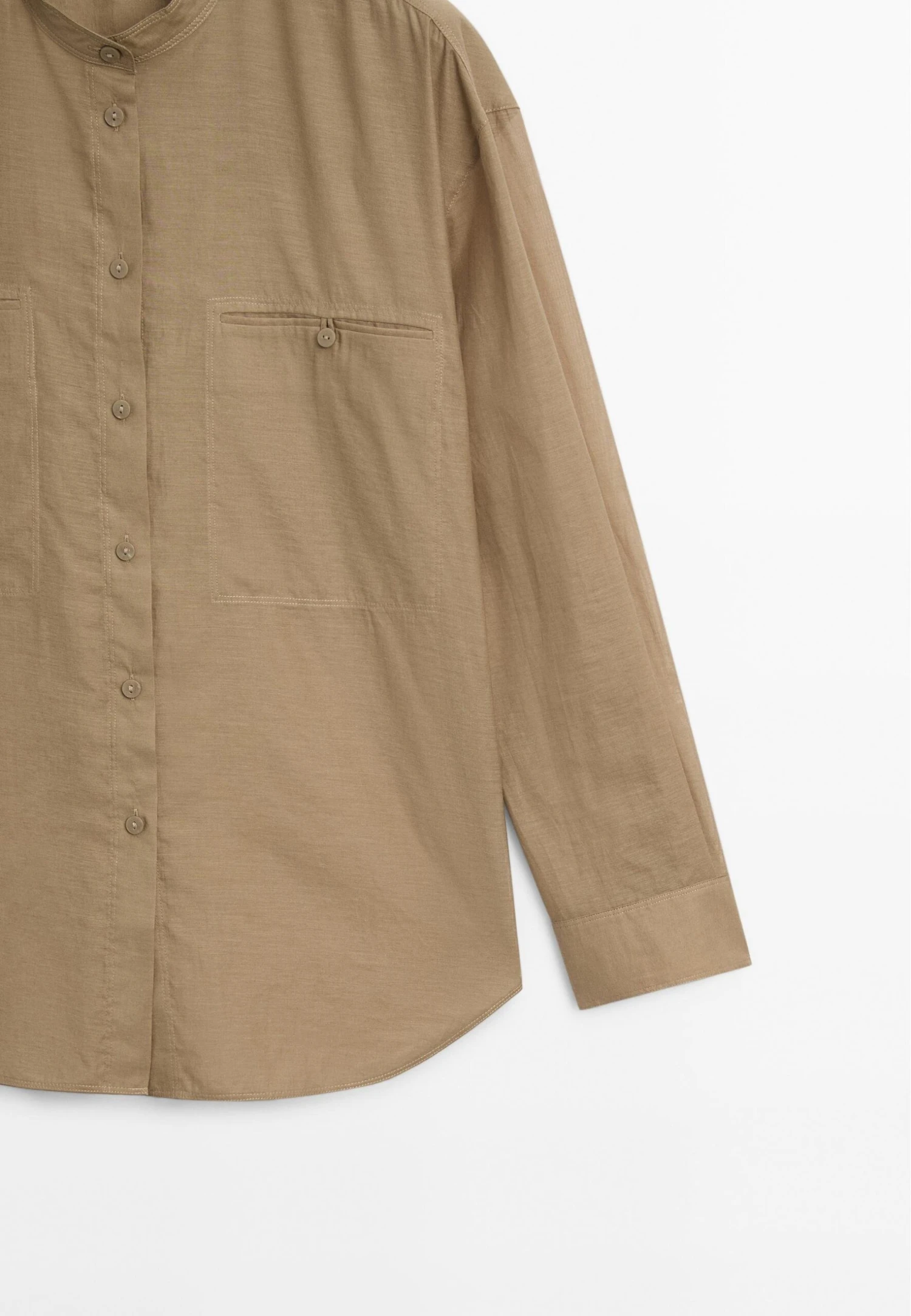 Massimo Dutti LONG GARMENT WITH STAND COLLAR - Button-down Blouse - Khaki 11 Massimo Dutti LONG GARMENT WITH STAND COLLAR - Button-down Blouse - Khaki - Image 9