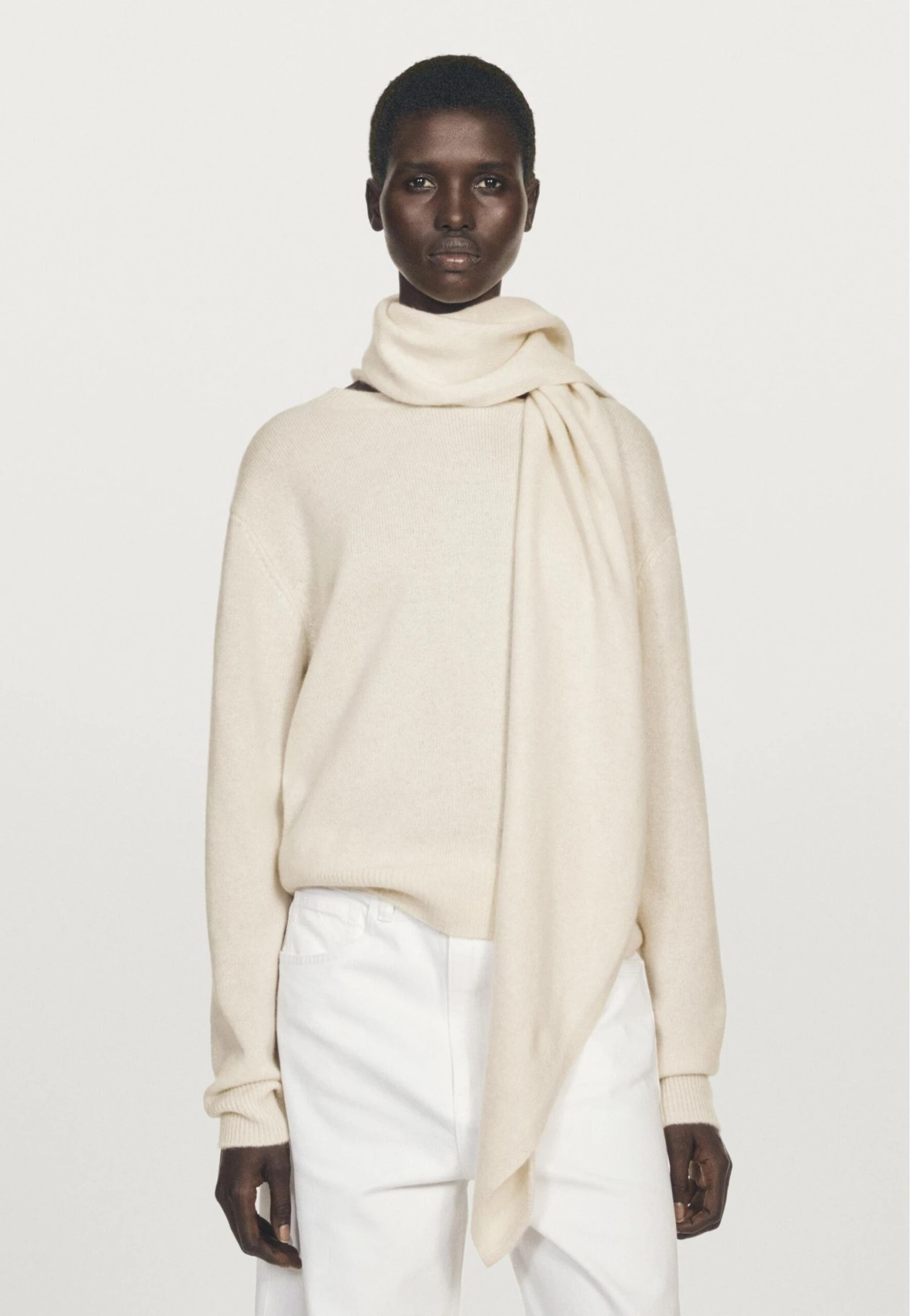 Massimo Dutti SCARF NECK WITH LONG SLEEVES - Jumper - Beige 3 Massimo Dutti SCARF NECK WITH LONG SLEEVES - Jumper - Beige