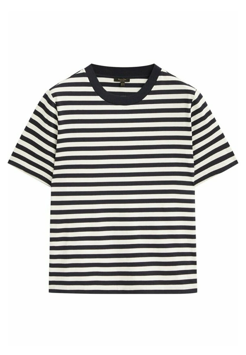 Massimo Dutti Short Sleeve Striped - Print T-Shirt - Blue 6 Massimo Dutti Short Sleeve Striped - Print T-Shirt - Blue - Image 4