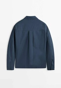 Massimo Dutti Studio With Snap Buttons - Summer Jacket - Metallic Blue -Massimo Dutti Shop 32f8fe5e9ad34e158d6655b0d6a403ec