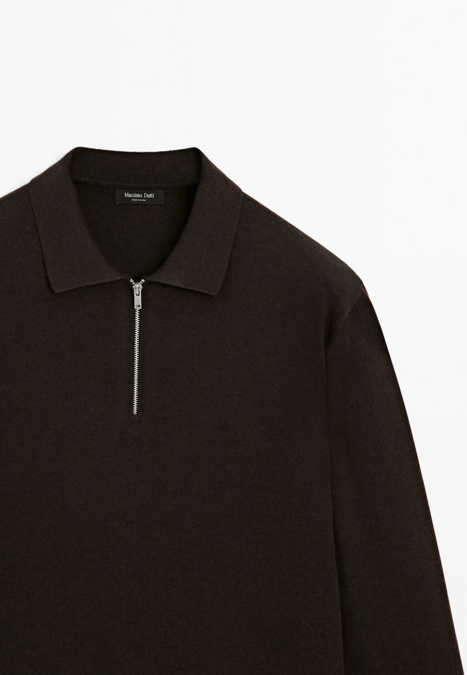 Massimo Dutti POLO COLLAR WITH ZIP - Jumper - Brown 8 Massimo Dutti POLO COLLAR WITH ZIP - Jumper - Brown - Image 6