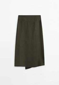 Massimo Dutti Style Midi - A-Line Skirt - Khaki -Massimo Dutti Shop 332dac401bec4f66be28ef678f9d1213