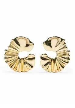 Massimo Dutti Studio -Plated Irregular Texture - Earrings - Gold Coloured