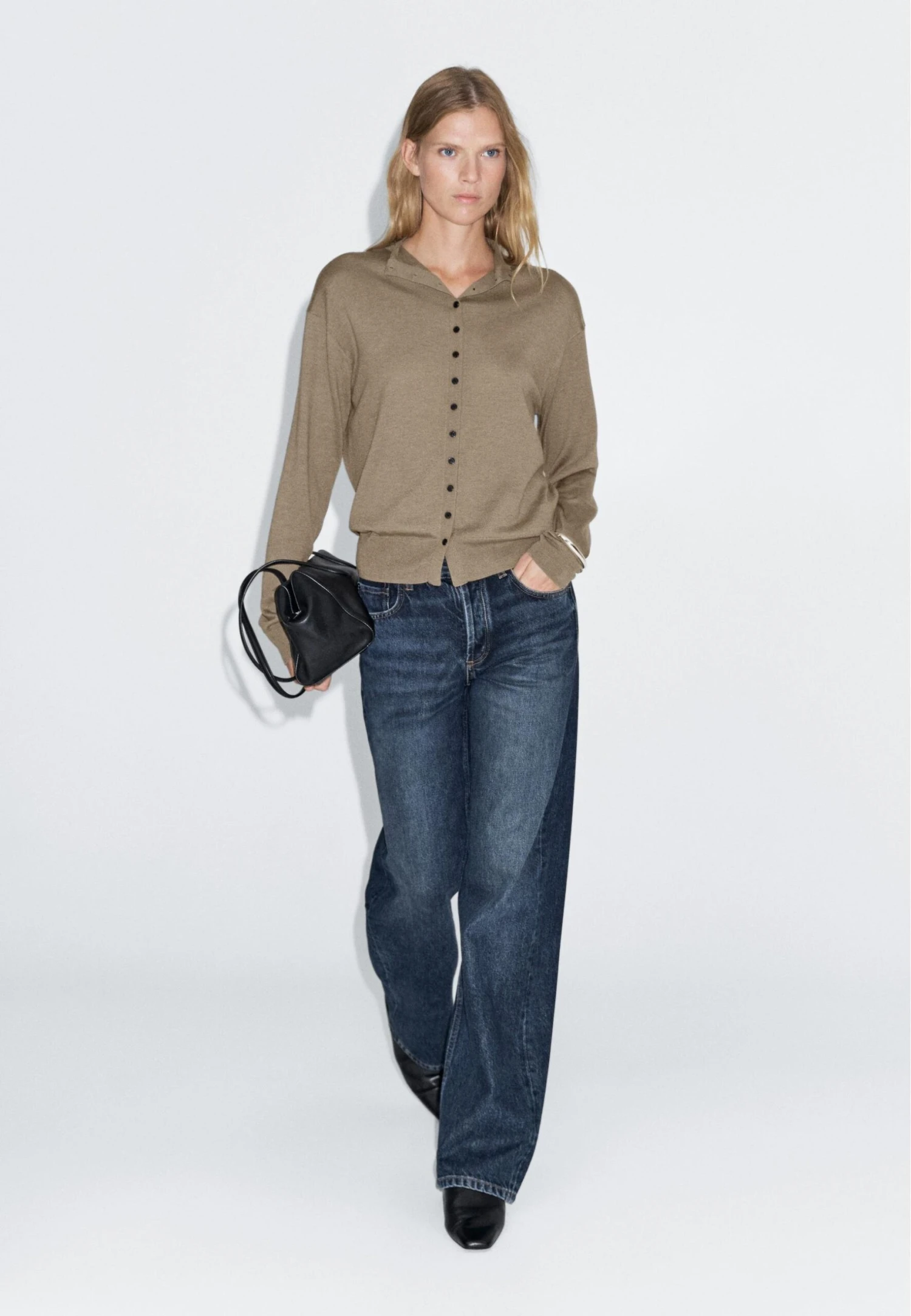 Massimo Dutti BUTTONED WITH MOCK TURTLENECK - Cardigan - Light Green 4 Massimo Dutti BUTTONED WITH MOCK TURTLENECK - Cardigan - Light Green - Image 2