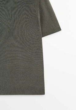 Massimo Dutti Vertical Textured Short Sleeve - Basic T-Shirt - Khaki -Massimo Dutti Shop 340147b6a6d548ed8aaae4d4ff7ff0a1