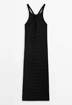 Massimo Dutti Textured With Criss-Cross Detail At The Back - Maxi Dress - Black -Massimo Dutti Shop 341725ecf6de41c986826af009898a5b