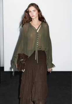 Massimo Dutti LONG RUFFLED - A-line Skirt - Mottled Dark Brown 13 Massimo Dutti LONG RUFFLED - A-line Skirt - Mottled Dark Brown -Massimo Dutti Shop 341b3d1f56364884a99ab63cfd3450b6