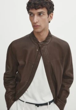 Massimo Dutti Leather Jacket - Brown