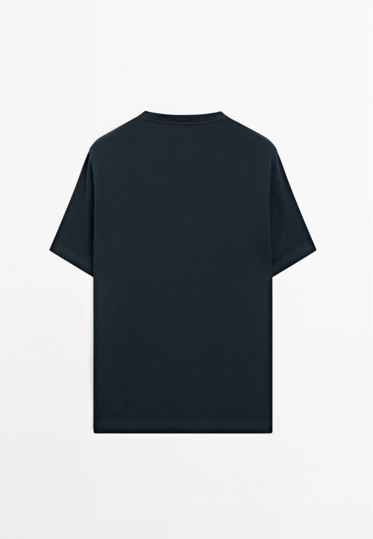 Massimo Dutti CREW NECK WITH RIBBED TRIMS - Basic T-shirt - Dark Blue 8 Massimo Dutti CREW NECK WITH RIBBED TRIMS - Basic T-shirt - Dark Blue - Image 6