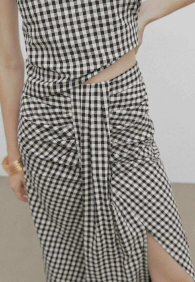Massimo Dutti Studio-Gingham - Wrap Skirt - Black 6 Massimo Dutti Studio-Gingham - Wrap Skirt - Black - Image 4