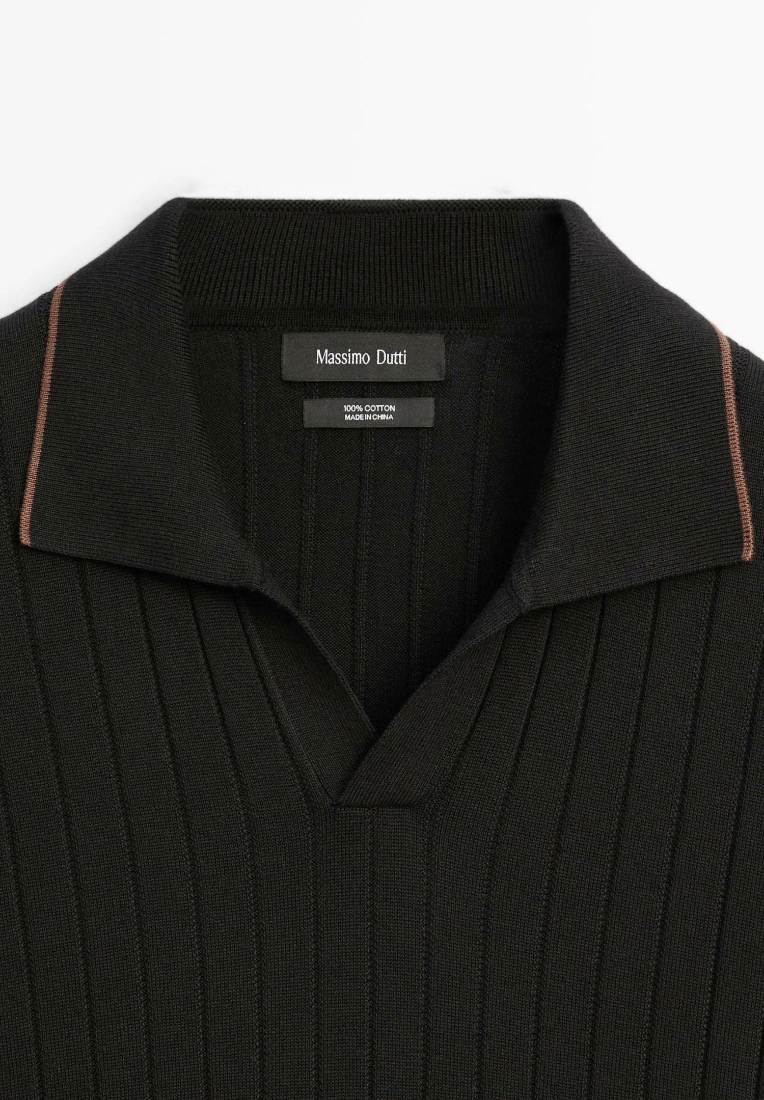 Massimo Dutti RIBBED - Polo Shirt - Black 9 Massimo Dutti RIBBED - Polo Shirt - Black - Image 7