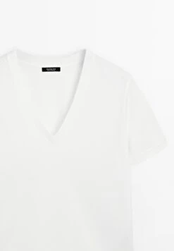 Massimo Dutti V-NECK SHORT SLEEVE - Basic T-shirt - White -Massimo Dutti Shop 363ebe9666d6416c9df7caaed0d768c2