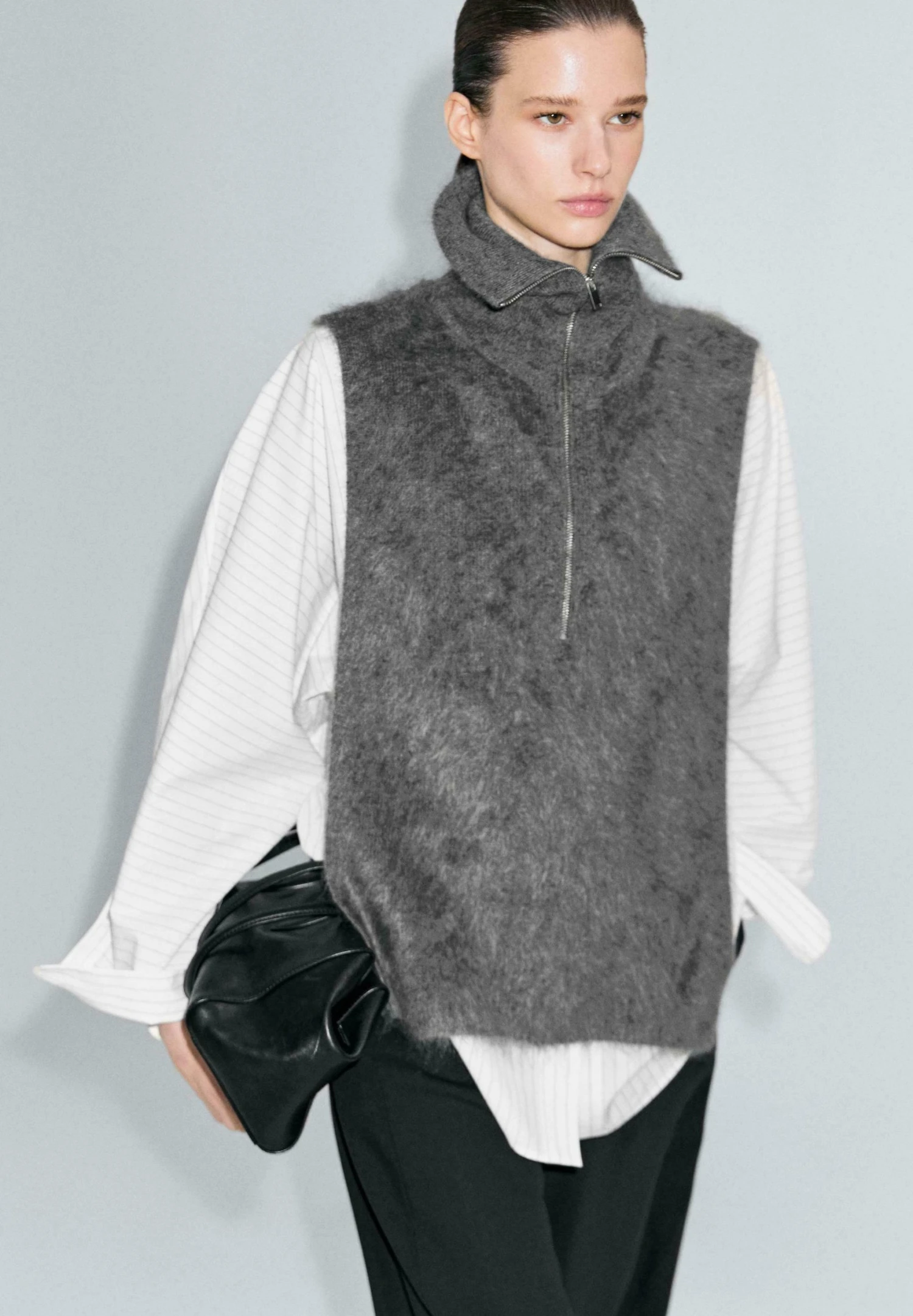 Massimo Dutti LONG ZIPPED - Cape - Grey 3 Massimo Dutti LONG ZIPPED - Cape - Grey