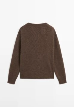 Massimo Dutti OVERSIZE V-NECK WITH LONG SLEEVE - Jumper - Dark Brown -Massimo Dutti Shop 36d1a63ed3b84da89049916f949adcb8