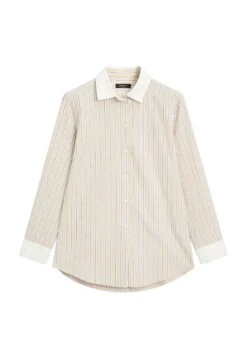 Massimo Dutti STRIPED WITH CONTRAST DETAIL - Button-down Blouse - Beige -Massimo Dutti Shop 37083b226b5c496bb864c861143c1177