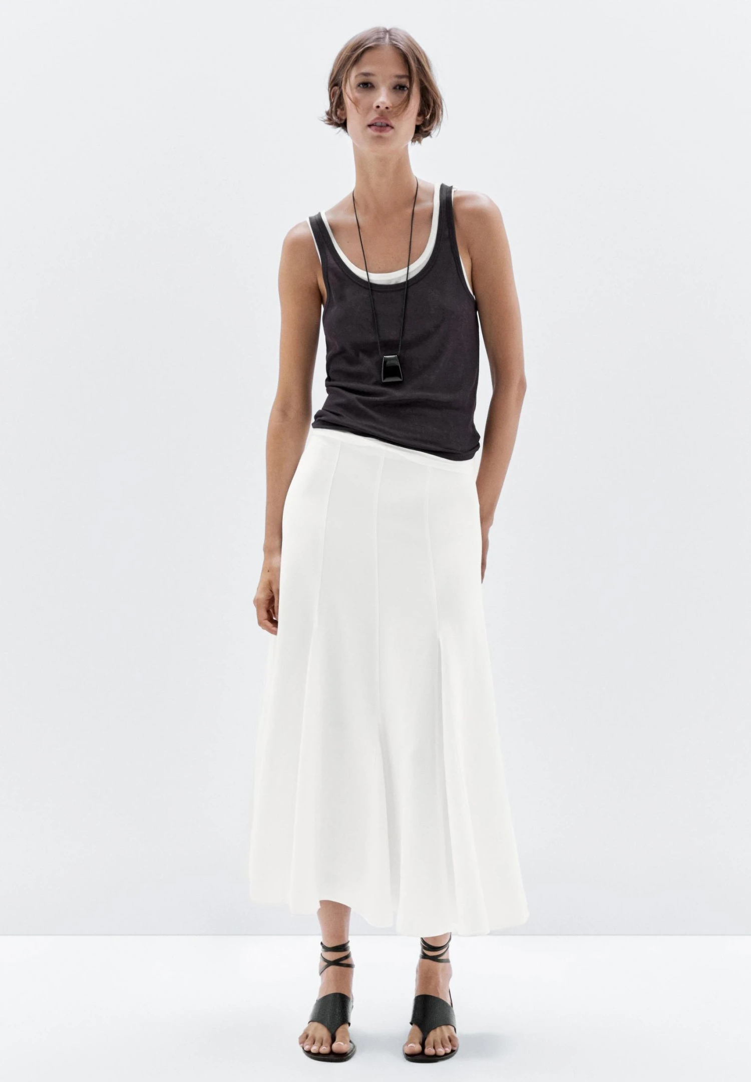 Massimo Dutti GODET MIDI WITH SEAM DETAILS - A-line Skirt - White 7 Massimo Dutti GODET MIDI WITH SEAM DETAILS - A-line Skirt - White - Image 5