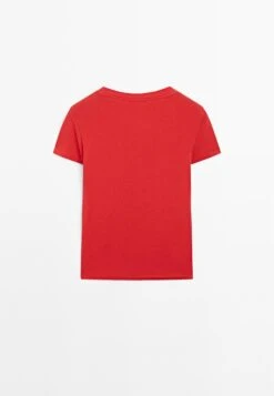 Massimo Dutti TEXTURED CREPE-EFFECT WITH CREW NECK - Basic T-shirt - Red -Massimo Dutti Shop 37469900e4fd4a1081841d4fe018a919