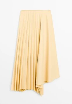 Massimo Dutti MIDI WITH PLANK DETAIL - A-line Skirt - Light Yellow -Massimo Dutti Shop 3749a26b2eeb42b0980b105dddc4e6a2