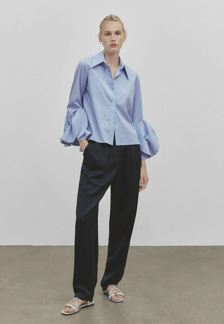 Massimo Dutti Studio Striped Poplin With Cuff Detail - Button-Down Blouse 4 Massimo Dutti Studio Striped Poplin With Cuff Detail - Button-Down Blouse - Image 2