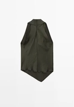 Massimo Dutti DRAPED HALTER TOP - Top - Mottled Dark Green -Massimo Dutti Shop 3785dc0eaf88495e9d4616a9cbc6a852