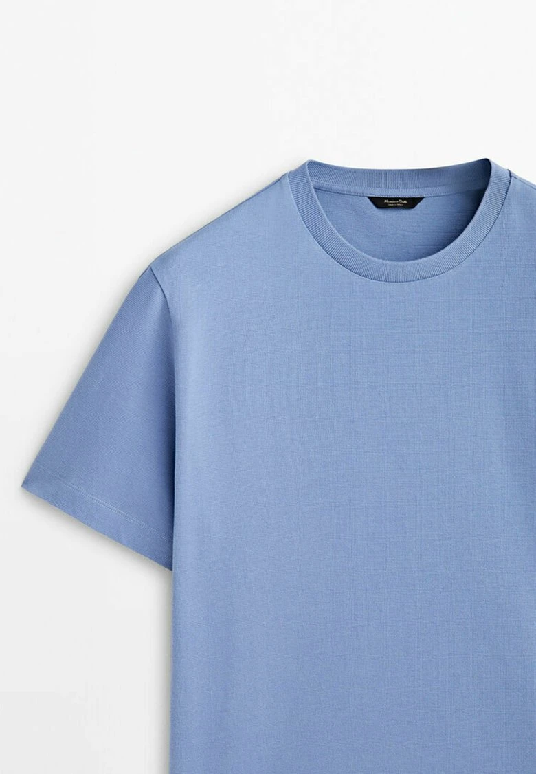 Massimo Dutti Textured Short Sleeve - Basic T-Shirt - Dark Blue 9 Massimo Dutti Textured Short Sleeve - Basic T-Shirt - Dark Blue - Image 7