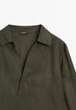 Massimo Dutti FLOWING GARMENT WITH POLO COLLAR - Blouse - Dark Grey -Massimo Dutti Shop 37a8291bb74445fb8f40a3ecbb3c0b50