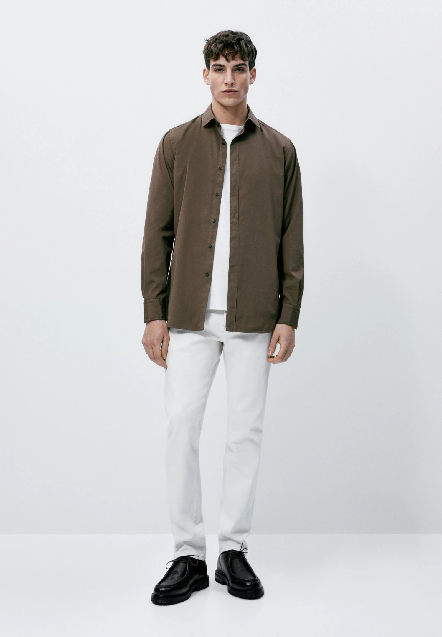 Massimo Dutti Slim Fit - Shirt - Mottled Brown 9 Massimo Dutti Slim Fit - Shirt - Mottled Brown - Image 7