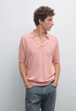 Massimo Dutti LIGHTWEIGHT V-NECK - Polo Shirt - Pink