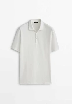 Massimo Dutti Short Sleeve Diagonal Micro - Polo Shirt - Beige -Massimo Dutti Shop 37d28197f78e46599e62aa685ba87129