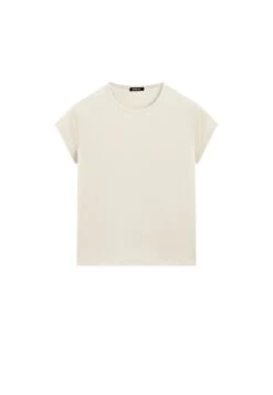 Massimo Dutti SHORT SLEEVE WITH ROUND NECK - Basic T-shirt - Beige -Massimo Dutti Shop 37e4d3833b48492fb1446c7c18335310