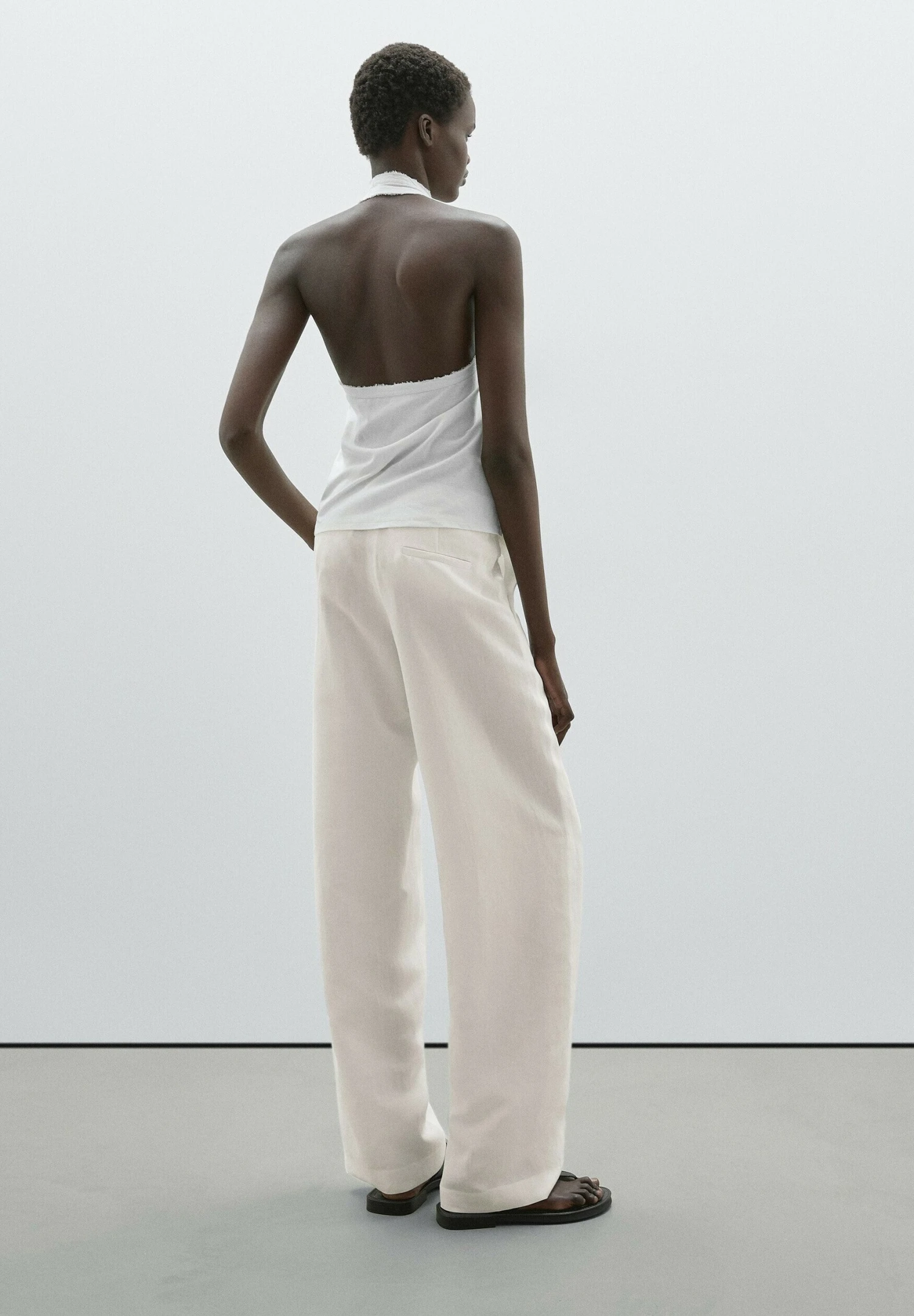 Massimo Dutti STRAIGHT FIT FLOWING - Trousers - Beige 5 Massimo Dutti STRAIGHT FIT FLOWING - Trousers - Beige - Image 3