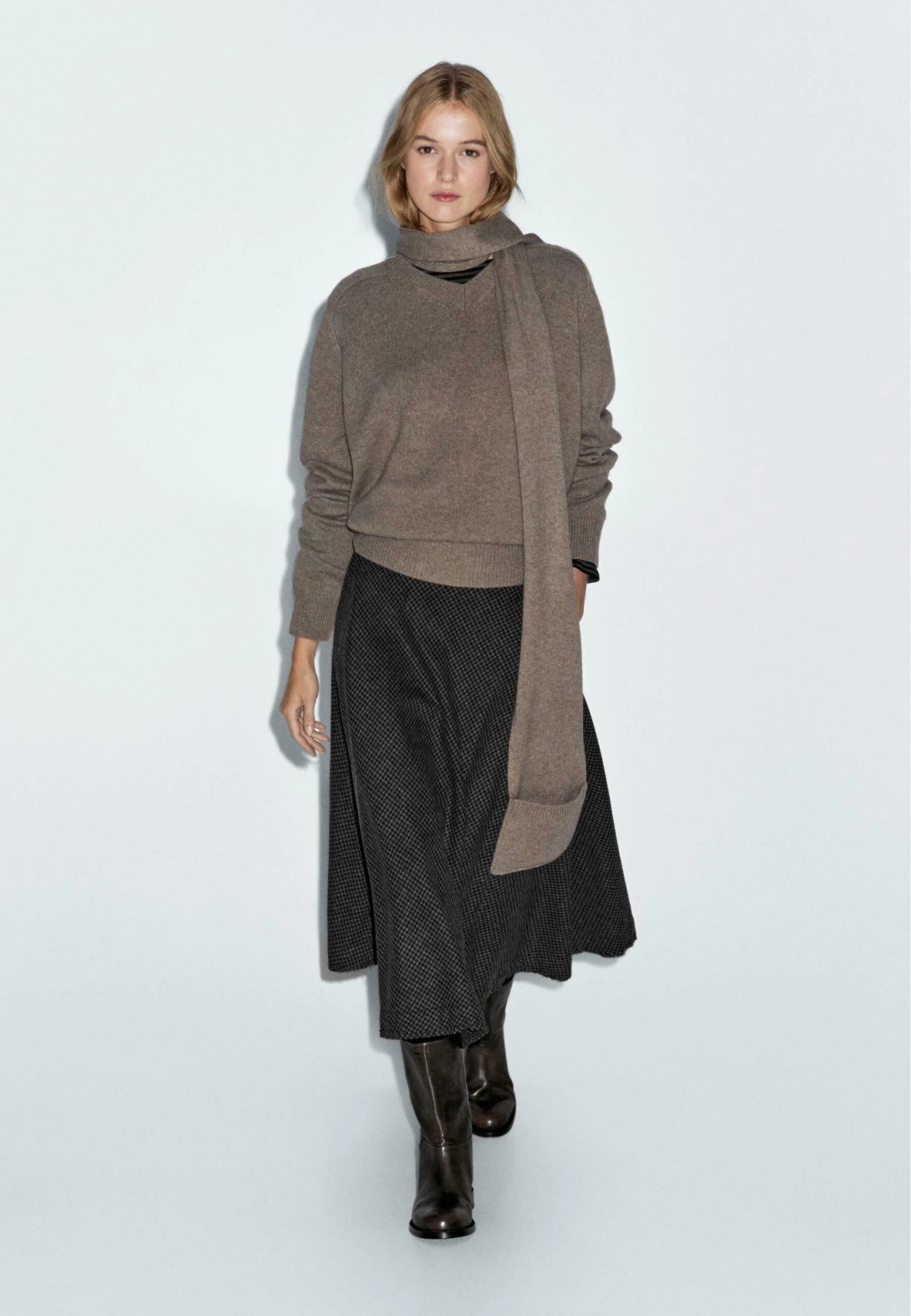 Massimo Dutti GINGHAM - A-line Skirt - Black 4 Massimo Dutti GINGHAM - A-line Skirt - Black - Image 2