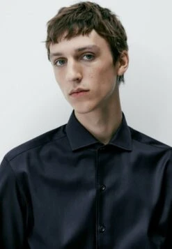 Massimo Dutti Textured - Formal Shirt - Blue Black Denim -Massimo Dutti Shop 385865ae99164c038c6b22062299c646