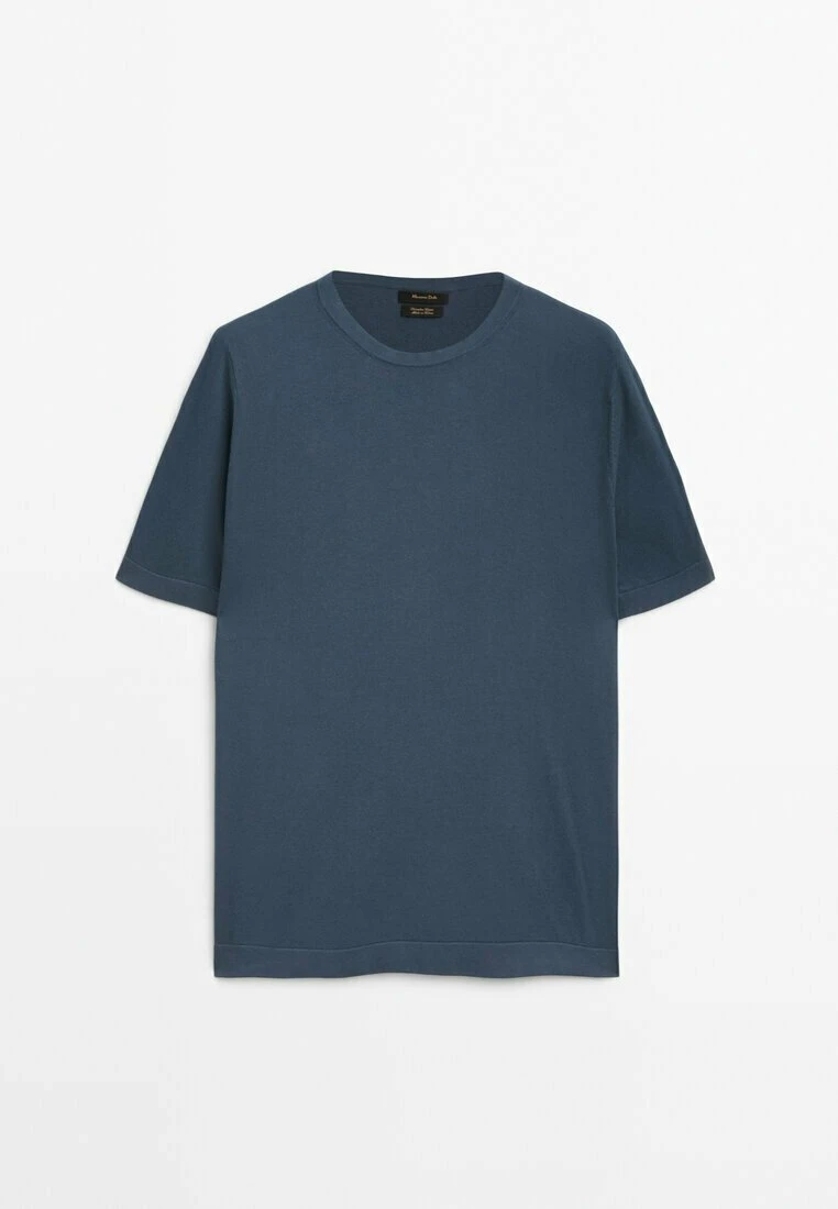 Massimo Dutti Short Sleeve - Basic T-Shirt - Mottled Dark Blue 9 Massimo Dutti Short Sleeve - Basic T-Shirt - Mottled Dark Blue - Image 7