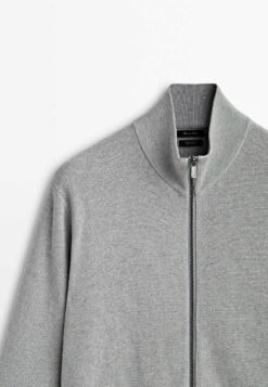 Massimo Dutti Milano With A Mock Neck And Zip - Cardigan - Light Grey -Massimo Dutti Shop 3872737720fc4ca48d6d0be86dbf7b82