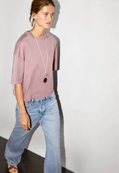 Massimo Dutti SHORT SLEEVE WITH CREW NECK - Basic T-shirt - Pink -Massimo Dutti Shop 38802052eb684fb6b4942d73913edfc1