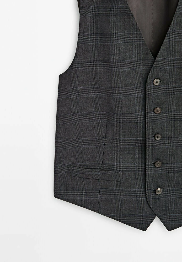 Massimo Dutti Check Super - Waistcoat - Grey 11 Massimo Dutti Check Super - Waistcoat - Grey - Image 9