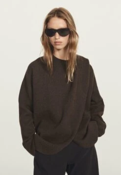 Massimo Dutti LAYERED LONG SLEEVE - Cardigan - Mottled Dark Brown