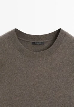 Massimo Dutti OVERSIZE CREW NECK WITH SHORT SLEEVES - Basic T-shirt - Beige -Massimo Dutti Shop 38a9a538d68b48a4ba139d8b1e939877