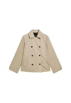 Massimo Dutti SHORT WITH BUTTON DETAIL ON THE COLLAR - Trenchcoat - BEIGE -Massimo Dutti Shop 38d6fa0f5c044691a0f79df3c8103c6f