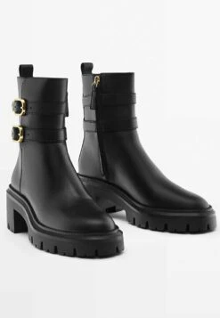 Massimo Dutti With Track And Buckles - Classic Ankle Boots - Black -Massimo Dutti Shop 38fceda13fd04b8faafb32eda35e2097