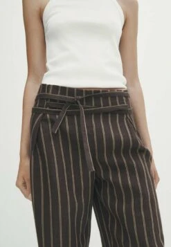 Massimo Dutti Striped With Tie Detail - Trousers - Brown 13 Massimo Dutti Striped With Tie Detail - Trousers - Brown -Massimo Dutti Shop 391c6b49921844618a81e5f3d63ed871