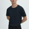 Massimo Dutti SHORT SLEEVE WITH CREW NECK - Basic T-shirt - Dark Blue -Massimo Dutti Shop 39235b40b10a4527b67f85dedd07285c