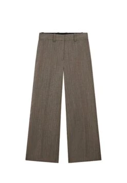 Massimo Dutti STRAIGHT HERRINGBONE - Trousers - Dark Brown