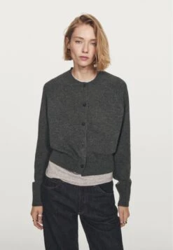 Massimo Dutti BUTTONED LONG SLEEVE WITH CREW NECK - Cardigan - Dark Grey