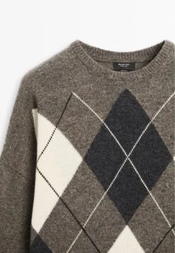 Massimo Dutti ARGYLE PRINT KNIT - Jumper - Mottled Green -Massimo Dutti Shop 396f8463c8684a97b7b102dece8caf88