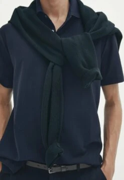 Massimo Dutti Short Sleeve Diagonal Micro - Polo Shirt - Blue Denim -Massimo Dutti Shop 39903809075d4bb7b4ddc1397e8ccdc6