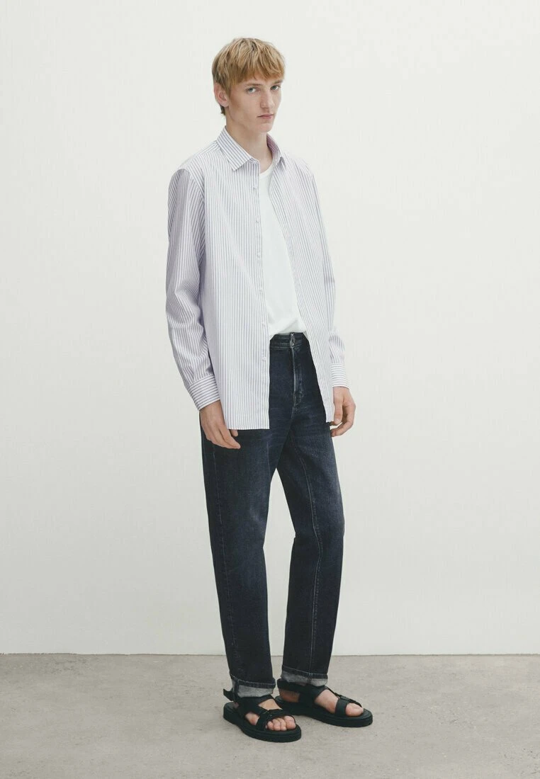 Massimo Dutti Fit Striped- Shirt - Light Blue 4 Massimo Dutti Fit Striped- Shirt - Light Blue - Image 2