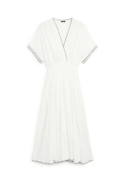 Massimo Dutti CONTRAST PLEATED LONG - Day Dress - White -Massimo Dutti Shop 39aeff54247147ada490783e93744bb0