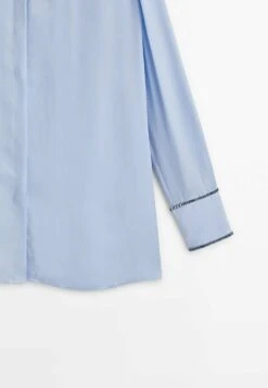 Massimo Dutti Studio Flowing With Rhinestone Detail 09407954 - Button-Down Blouse - Light Blue -Massimo Dutti Shop 39c7a18e4308422bb55eb51e08557c34